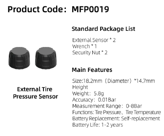 CHIGEE External Tyre Pressure Sensor